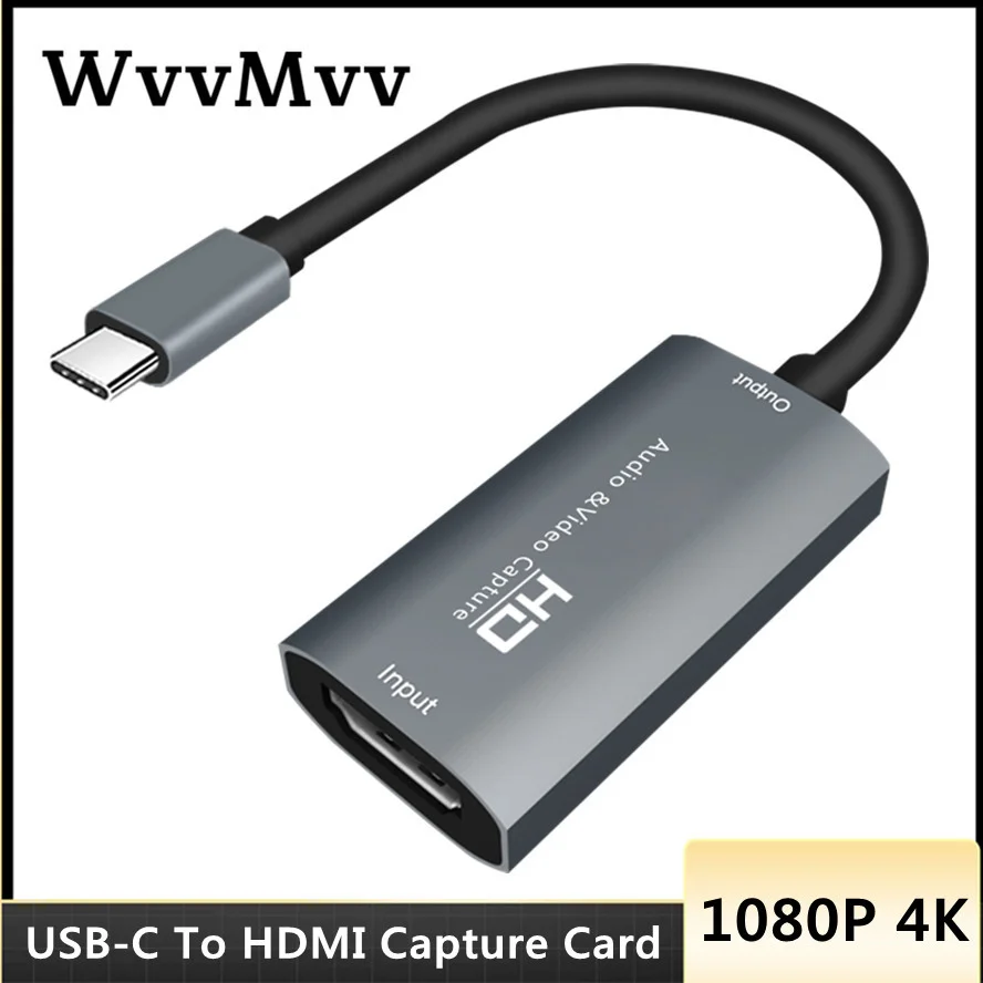 

WvvMvv 1080P HDMI To USB-C Video Capture Card HD Type C to HD-MI Video Capture Board Game Record Live Streaming Broadcast