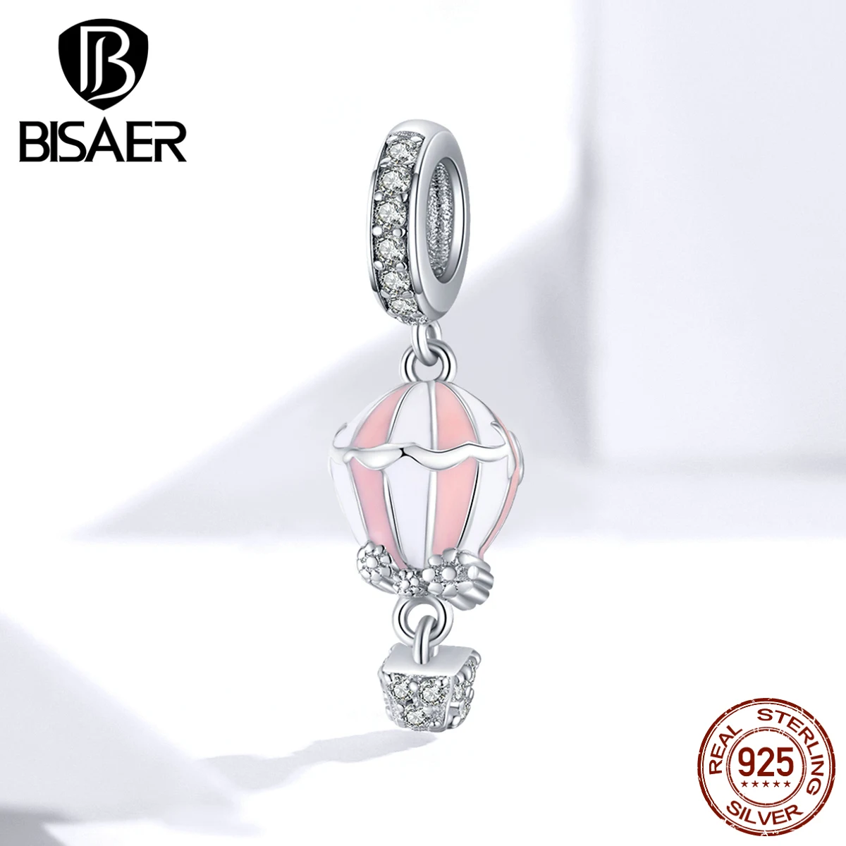 

Pink Balloon Pendant BISAER 925 Sterling Silver Romantic Balloon Beads Charms fit Bracelets Bangles Silver 925 Jewelry EFC137