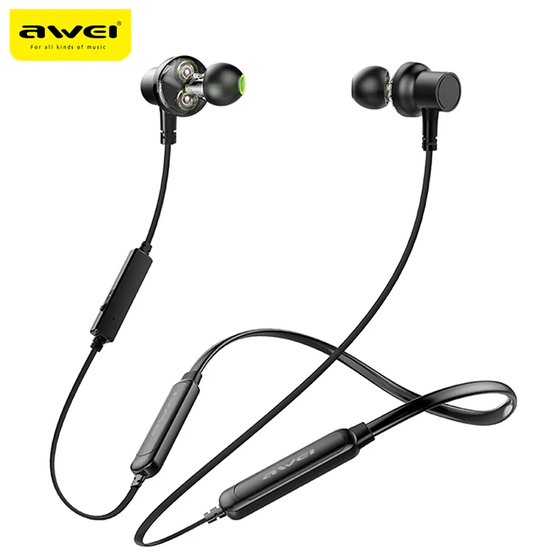 

AWE G20BL bluetooth earphone With Microphone Dual Driver Noise Cancel Headset 3D Stereo Magnetic Earphones wireless earphones