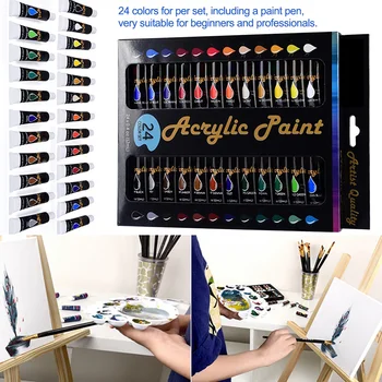 

12ml With Box Gift School Acrylic Pigment Art Supplies Watercolor Paint Set Students Graffiti 24 Colors Children Professional