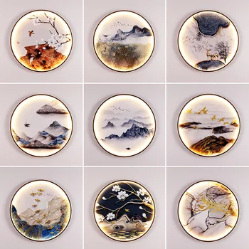 

style wall lamp Chinese style art corridor tea room study atmosphere living room background wall decoration mural lamp