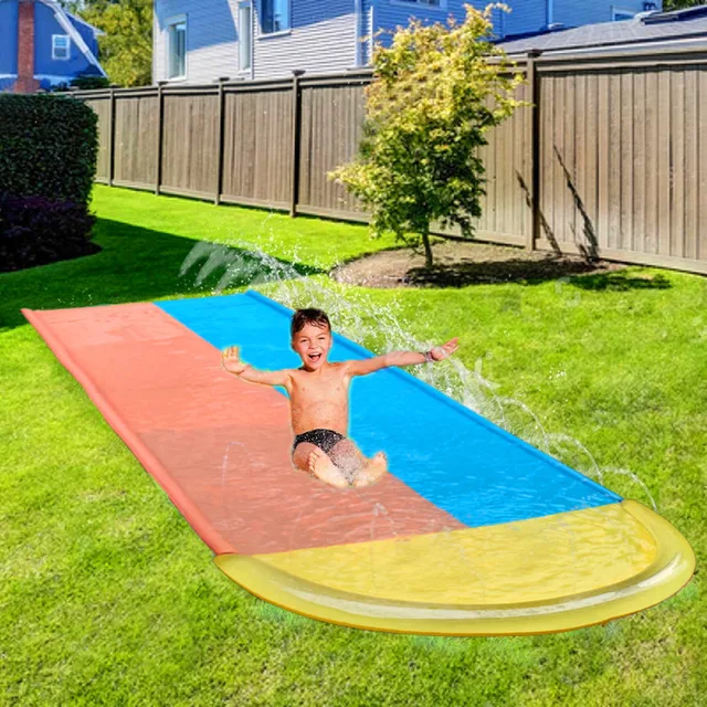 Outdoor Water Spray Game Mat Water Slide Lawn Water Play Toy Inflatable Double Surfer Water Spray Mat Kids Outdoor Rainbow Mat 2