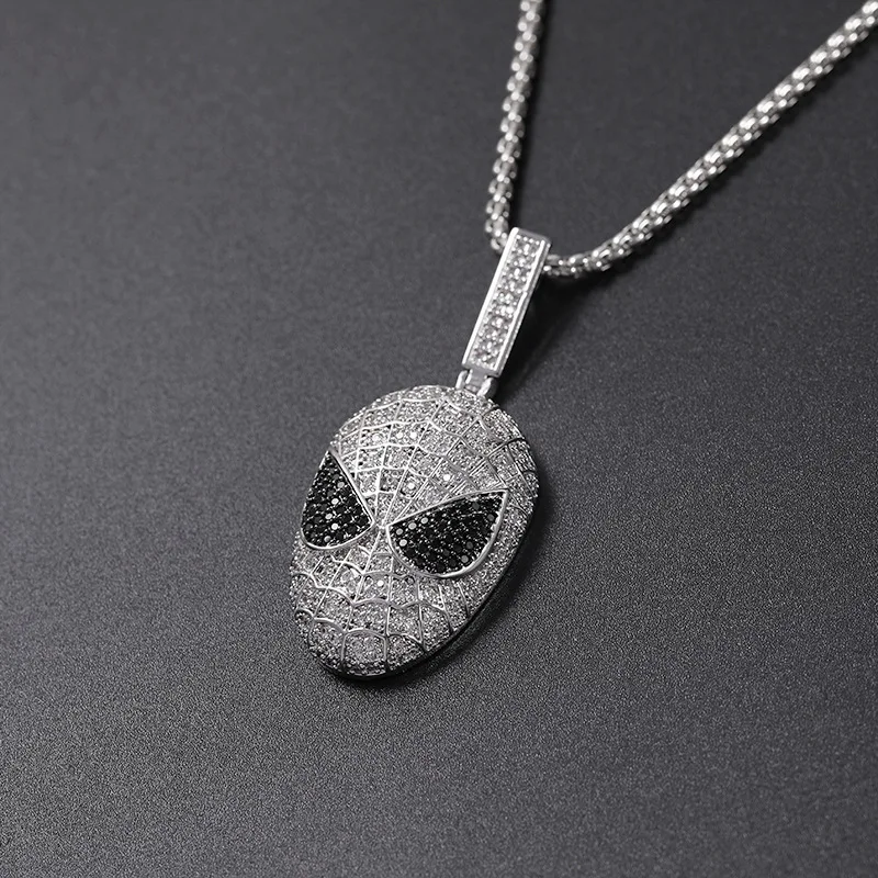 Хип-хоп AAA CZ инкрустированный камнями Bling Ice Out серебряный цвет Человек-паук Подвески ожерелье для мужчин Rapper ювелирные изделия Прямая