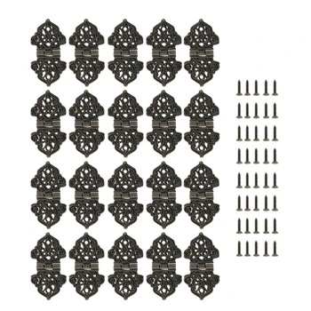 

20Pcs Antique Decorative Hinges Vintage Engraving Design Jewelry Box Hardware