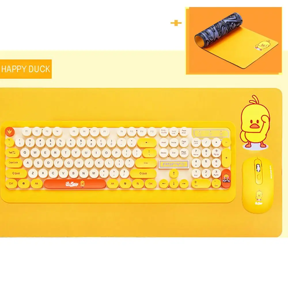 happy duck Детская компьютерная беспроводная Bluetooth игровая клавиатура тонкая мышь коврик для мыши с 85дб Защита слуха наушники лучший озорной мальчик подарок - Цвет: happy duck