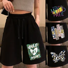 Mulheres estilo solto shorts drawstring elástico de cintura alta sweatpants com bolsos casual shorts de fitness em casa street wear shorts