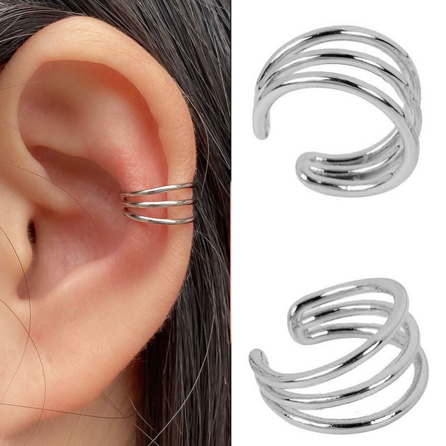 Earrings Without Ear Hole Star Wrap Clip On Earrings Earcuff for Women Chain Hollow Ear Cuff  Fake Earring Piercing