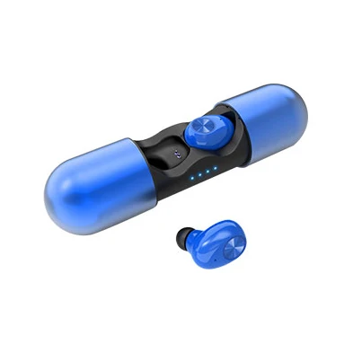 Blue TWS Bluetooth наушники беспроводные наушники-вкладыши спортивные наушники громкой связи беспроводная гарнитура с зарядным устройством для Bluetooth V5.0 - Цвет: Blue