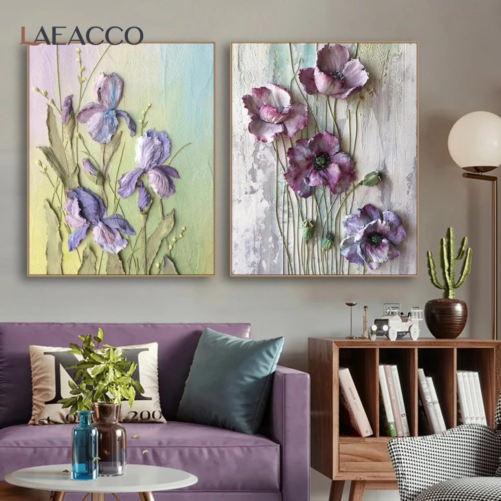 Laeacco Wall Art Canvas Poster and Print Painting Scandinavian Flowers Plants Picture Home Decor Bedroom Living Room Decoration | Дом и сад
