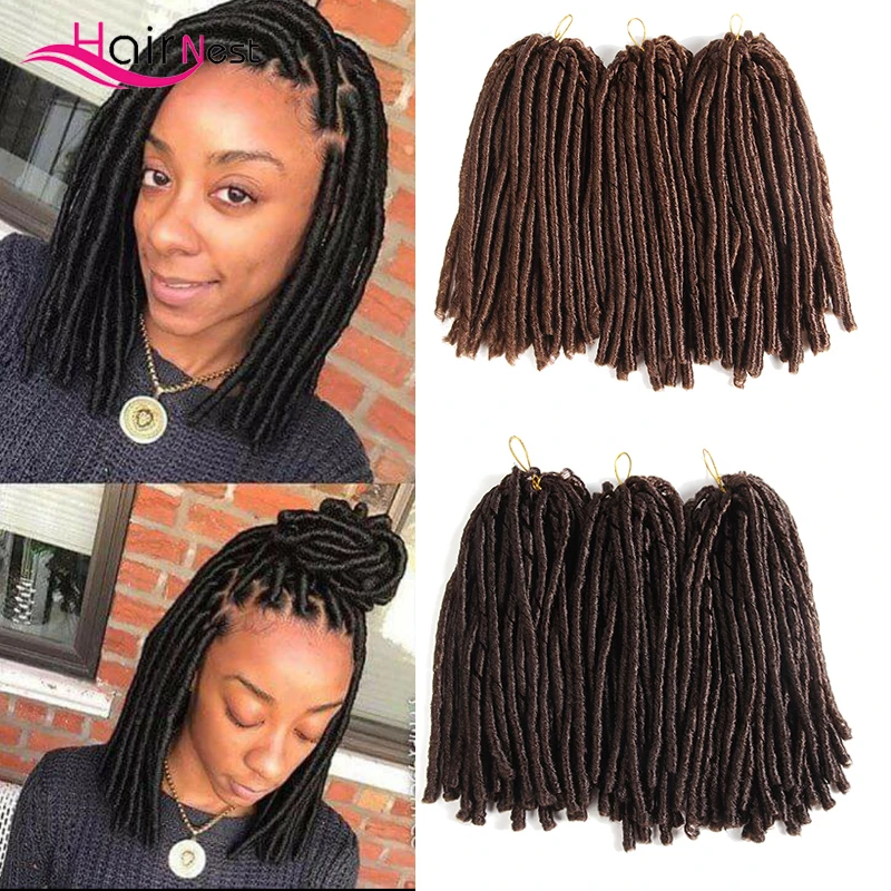 

Hair Nest 14 Inches Soft Dread Locks Crochet Braids Straight Hair Extensions 30 Roots Black Blonde Synthetic Faux Locks Crochet