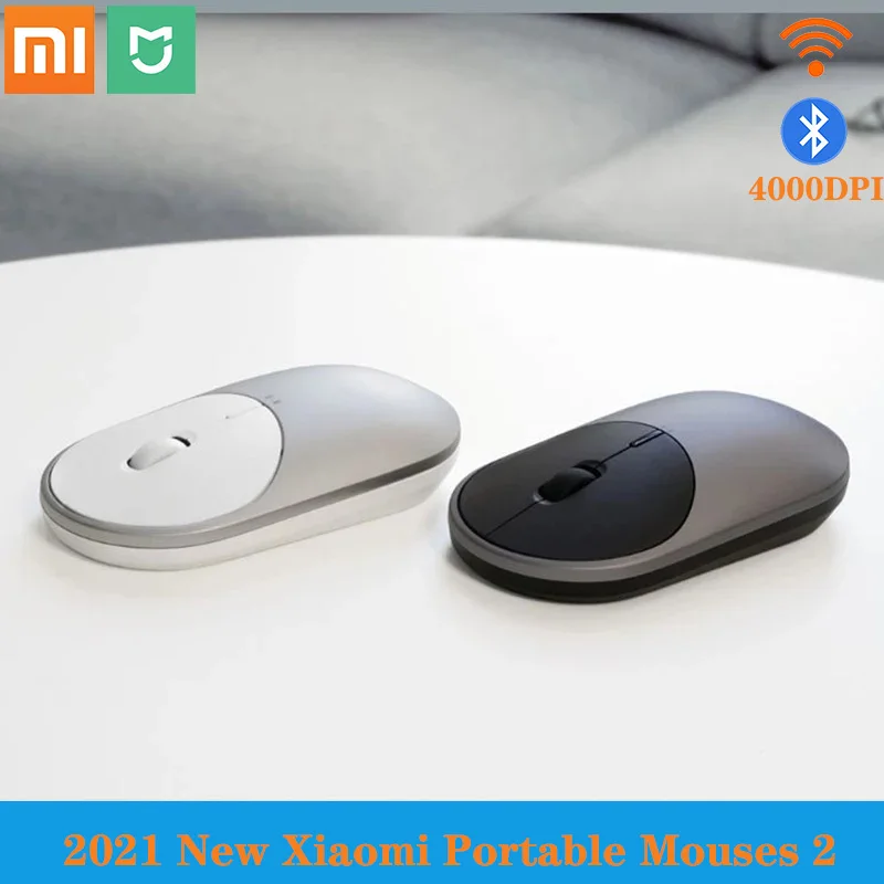 Óptico sem Fio Conectar para Computador Original Xiaomi Portátil Mouse 2 Bluetooth 4.2 rf 2.4ghz 4000dpi Ajustável Modo Duplo mi - Imagem 2