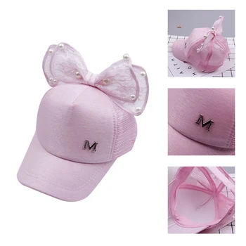

Children Girls Boys Sweet Bow Baseball Cap Spring Baby Rabbit Ear Pearl Big Bow Kids Sun Hat Snapback Hip Hop Caps Sunhat