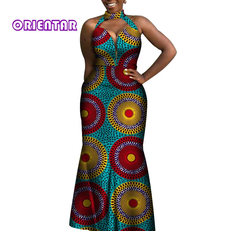 7 Модные африканские платья для женщин Dashiki Bazin Riche Африканское длинное платье без рукавов традиционное бальное платье длиной до пола WY4096 - Цвет: 7