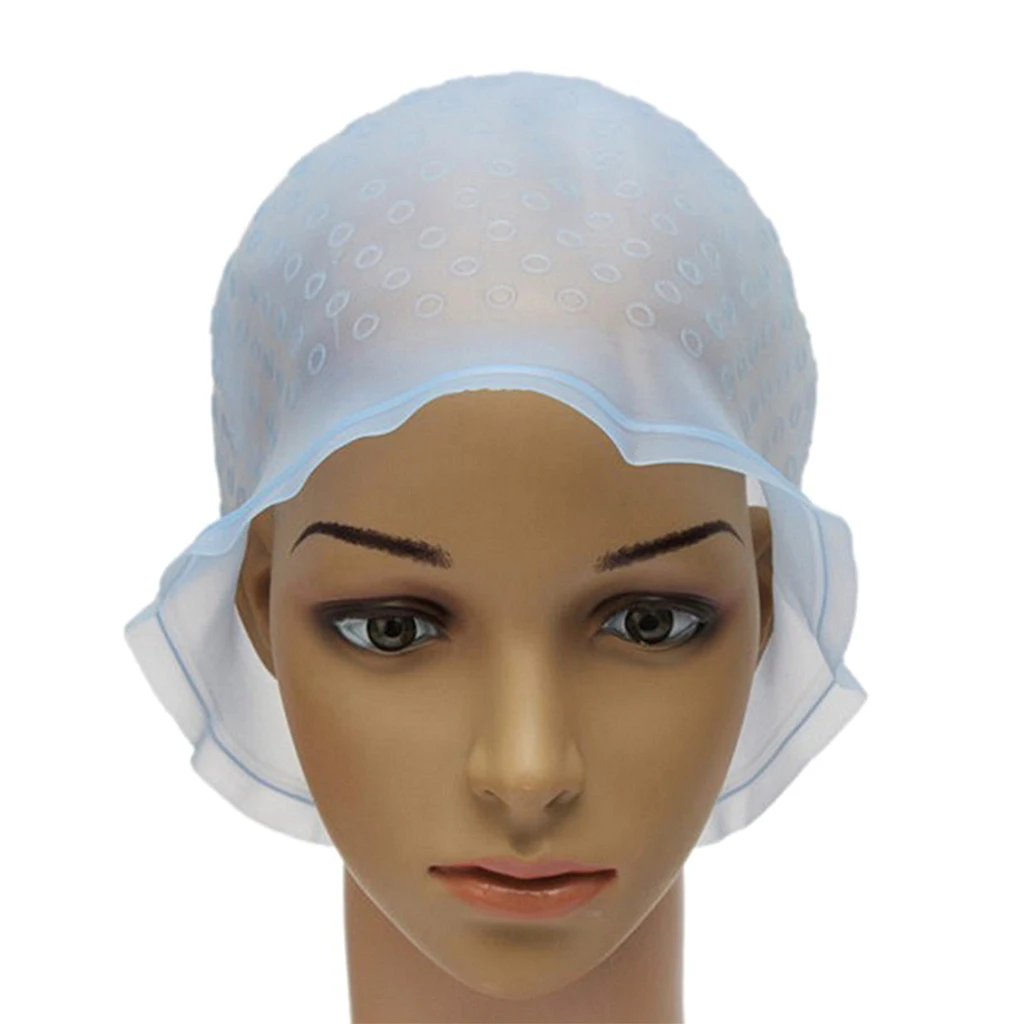 Reusable Salon Highlighting Dye Hair Coloring Frosting Cap + Metal Hook Hair Care Styling Accessories for Home Salon Barber Shop