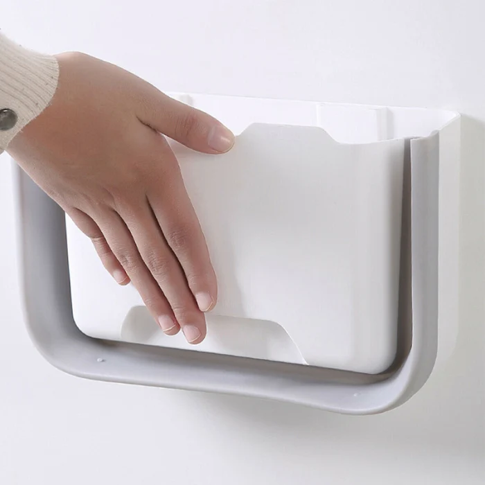 Folding Hanging Trash Can Garbage Waste Bin Wall Mounted Kitchen Cabinet Holder P666