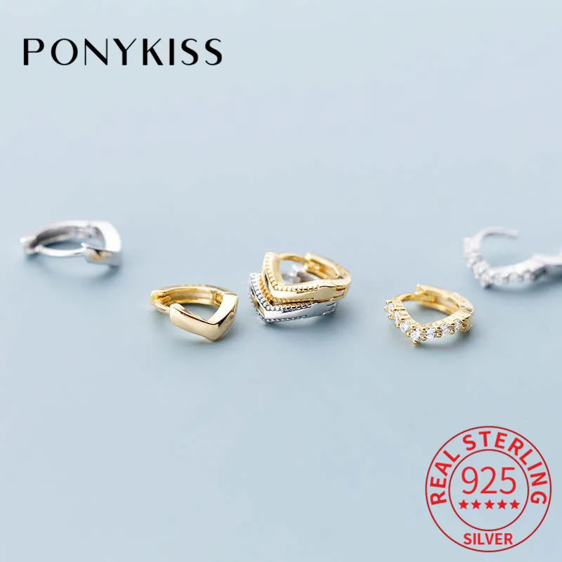 Серьги кольца женские Геометрические из серебра 100% пробы с