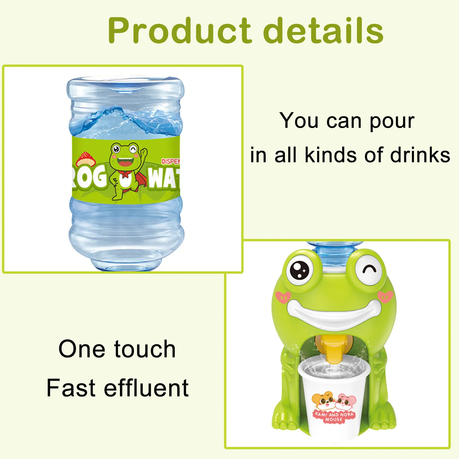 Mini Simulation Water Dispenser Cute Shape Drink Beverage Dispenser Toy  Kids Dollhouse AccessoriesFrog