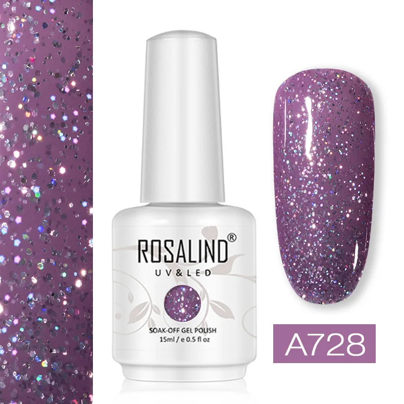 RHA728 ROSALIND 15 мл светящийся Алмазный Гель-лак для ногтей УФ светодиодный гель все для маникюра Платиновый Дизайн ногтей замочить нужно базовое верхнее покрытие - Цвет: RHA728