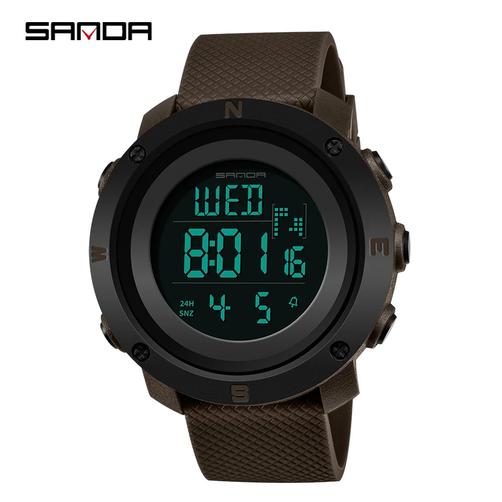 Coffee SANDA 361 мужские модные светодиодный цифровые часы модные высокие быстрые Masculinos Relogios водонепроницаемые спортивные дешевые мужские часы - Цвет: Coffee