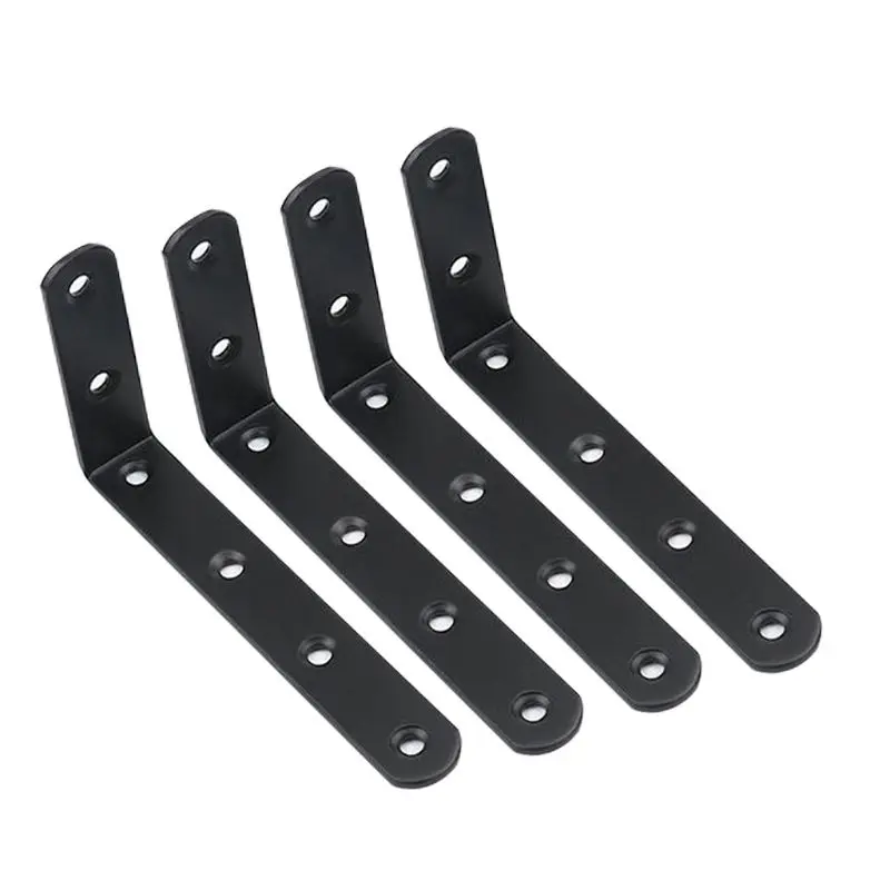 Shelf Bracket Heavy Duty Black Steel L Corner Brace, Decorative Joint Angle Brackets
