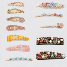 Best lady Newly ZA Simulated Pealr Hair pins For Women Wedding Party Bohemian Crystal Girls Gifts Multicoloured Hair Jewelry