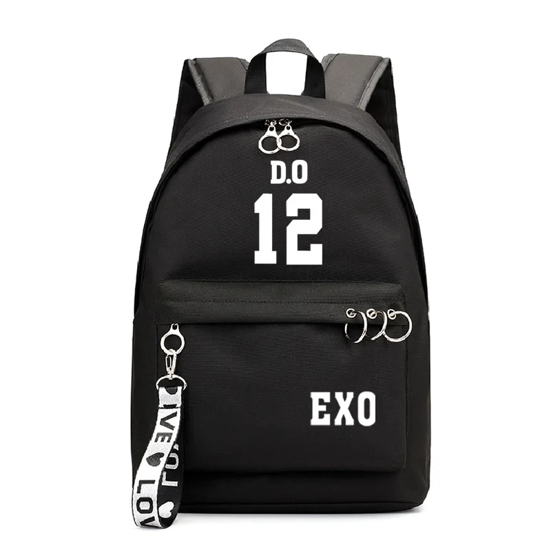 EXO Korean Team Backpack School Book Bags Man group Mochila Travel Bag Laptop Ribbon Ring Circle Boy Girls Backpack Pink Black - Цвет: Style 27