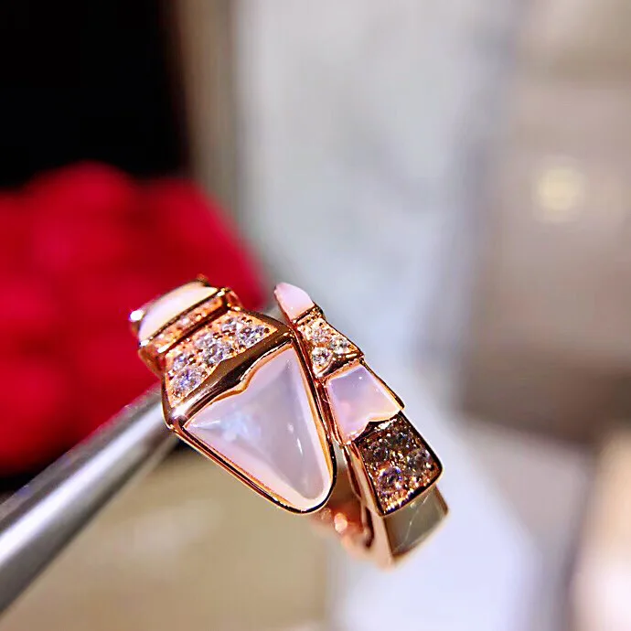 

luxurious Shell Zircon Mix Bamboo Joint Snake Ring For Women adjustable 3 colors 925 Sterling Silver AAA Zircons Wedding Ring