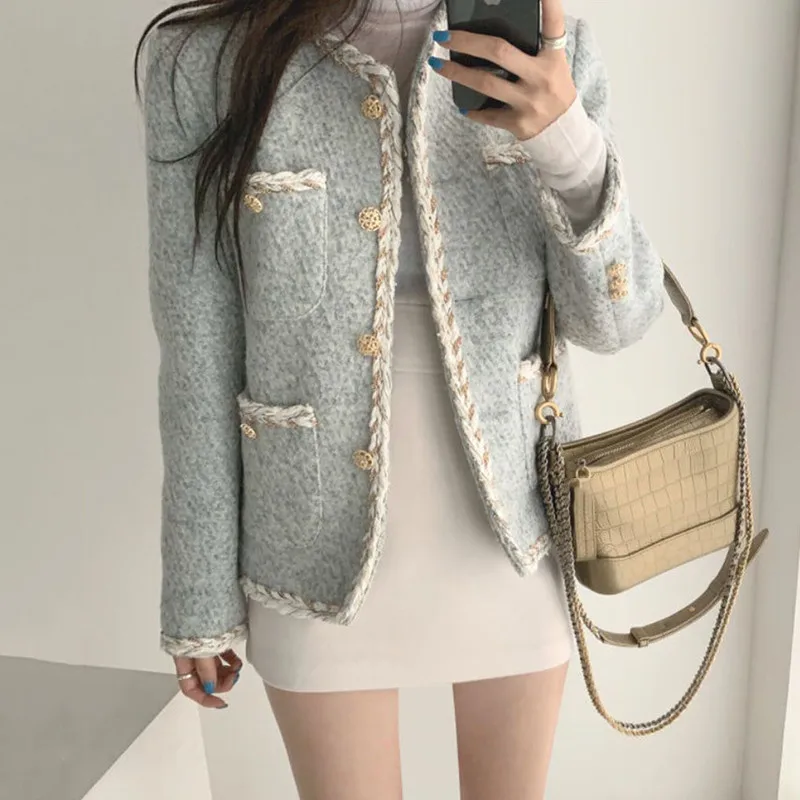 

Women Fashion Outfits Two Pieces Skirt Sets 2020 Spring Elegant Tweed Jackets&Sheath Mini Dress Suits Korean Chic 2pc Dress Sets