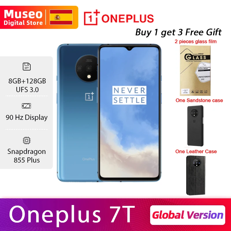 Versión Global OnePlus 7 T 7 T Snapdragon 855 Plus teléfono inteligente Octa Core 6,53 90Hz Pantalla AMOLED 48MP Triple Cam Warp cargo de 30W