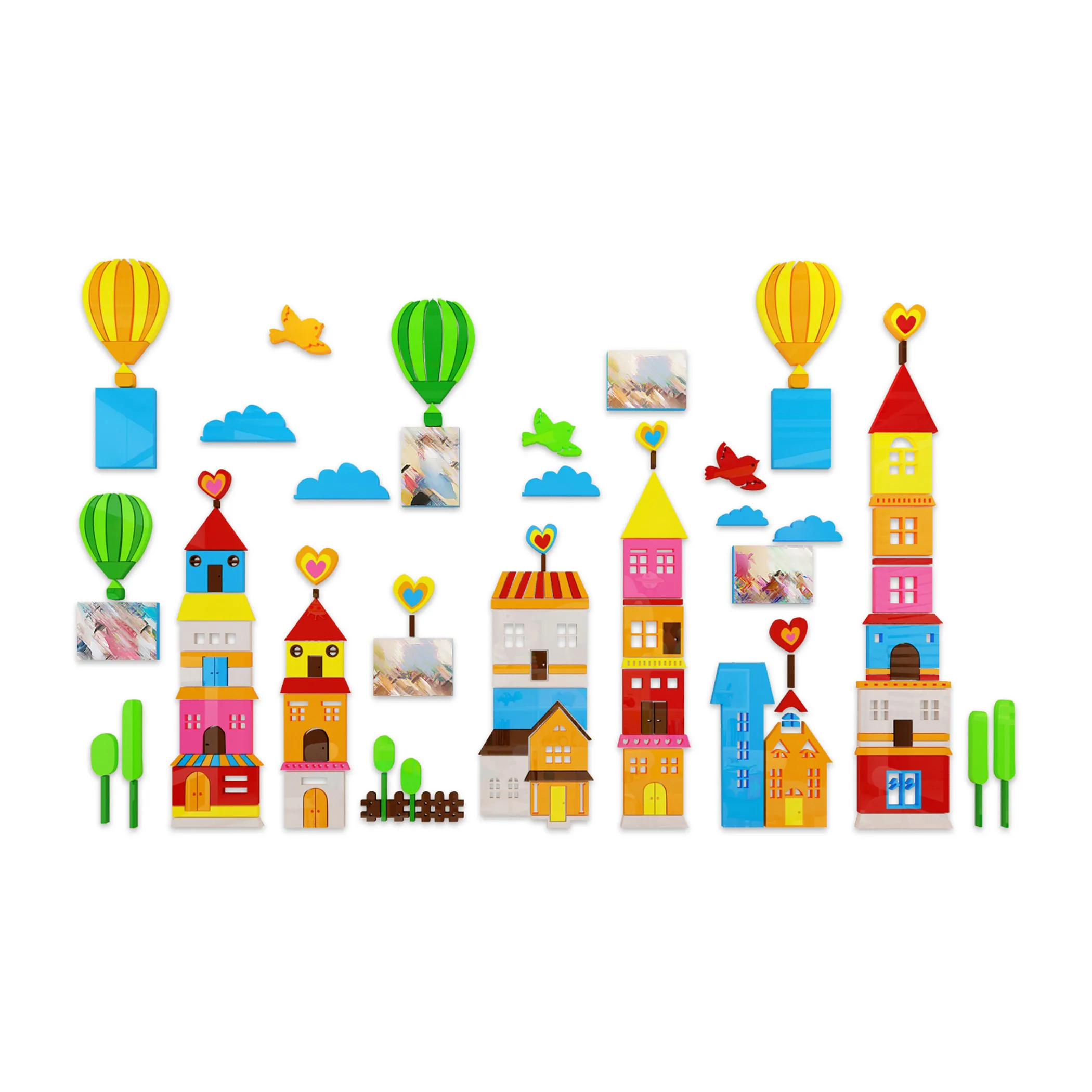 

3D Cartoon Acrylic Wall Stickers for Preschool Kids' Room Kindergarten [Castle]