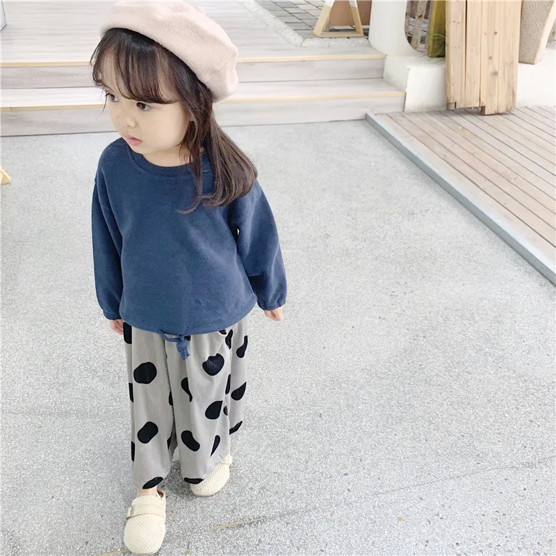 Girls wide leg pants autumn and winter new girls pants girls Korean version of mercerized cotton wide leg pants children