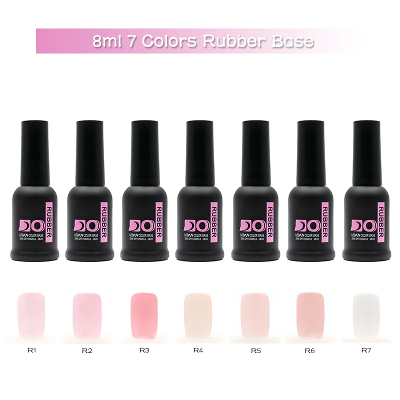 7pcs-nude base 8 мл натуральный каучуковый Базовый Гель-лак, 7 цветов, Базовое покрытие для ногтей, для маникюра, закаленное покрытие, полуперманентный Гель-лак, грунтовка для ногтей - Цвет: 7pcs-nude base