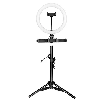 

10 Inch Ring Video Light Makeup Photography Lighting Kit + 50CM Tripod for Vlog Live Broadcast Camera YouTube Fill Light