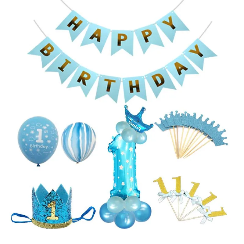 Chicinlife 1 день рождения воздушный шар с днем рождения баннер Baby Shower мальчик девочка первый день рождения украшения Детские сувениры Поставки