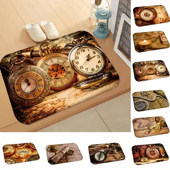 

Retro Compass Watch Map Home Mat Living Room Anti-Slip Door Mat Entrance Rug Carpet Hot