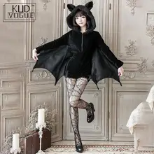 Черный костюм для косплея «летучая мышь»; маскарадный костюм для женщин; черный; злой ужас; с капюшоном; рукав «летучая мышь»; Косплей; костюмы на Хэллоуин; Cos