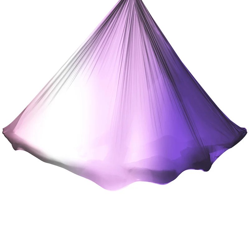 Перед фитнес Одежда высшего качества градиента с низкой талией эластичные воздушная Йога Комплект гамака для занятий йогой Свинг Антенна Kid 5 м x 2,8 м ткань - Color: Purple light color