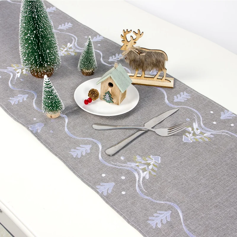 Рождественский Декор слой снежинки сверкающий бегун сказочный лес хлопок Печатный машинный моющийся кухонный стол бегун для вечерние