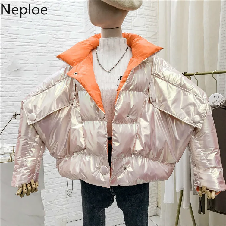 Neploe,, женская зимняя куртка, модная, теплая, короткая, с хлопковой подкладкой, парка, пальто, стоячий воротник, хит, цветная, глянцевая парка, верхняя одежда, 56174