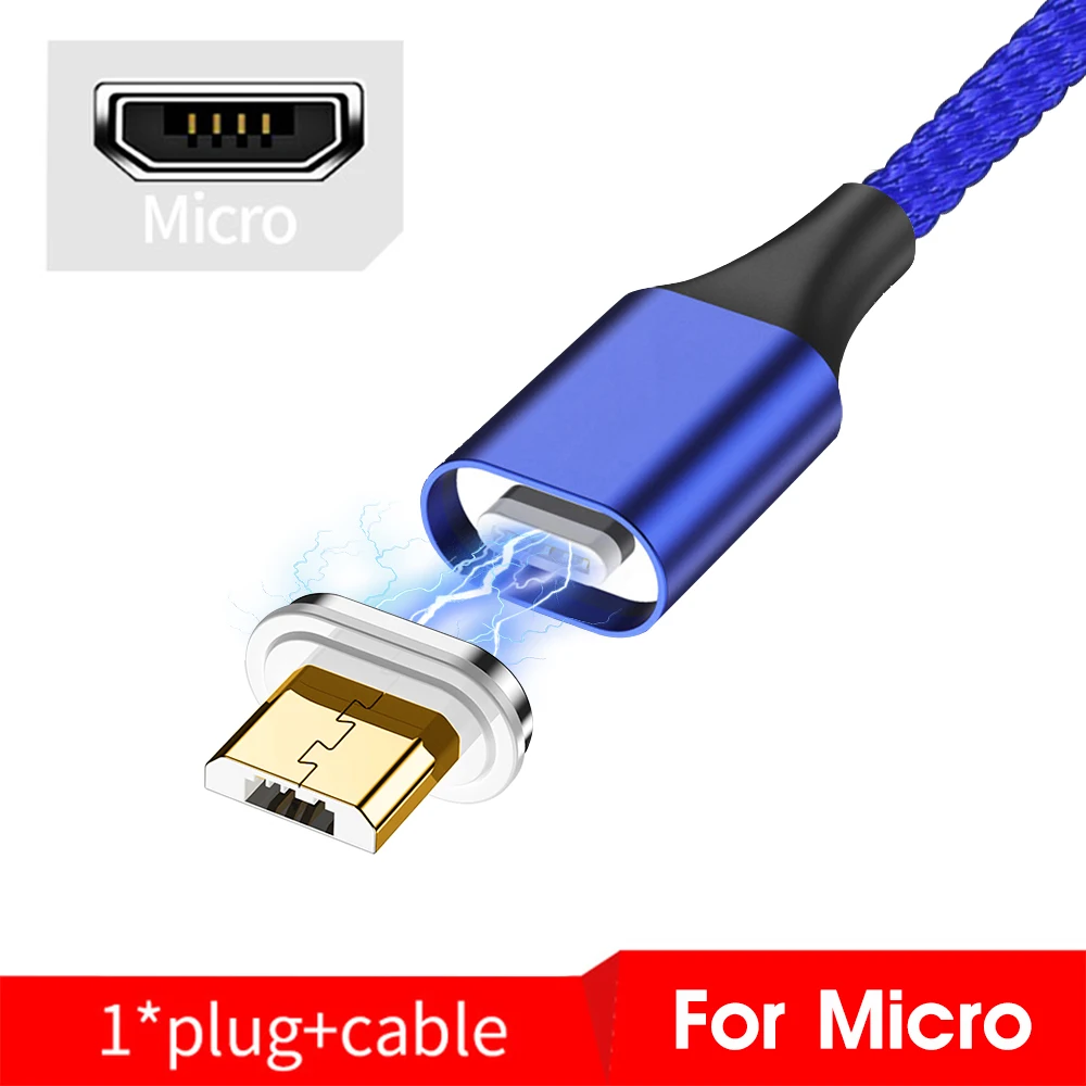 Magntic кабель Micro usb type C кабель для быстрой зарядки для iPhone 11 Pro MAX магнит Зарядное устройство USB C Android для iOS кабель для мобильного телефона - Цвет: Blue For Mirco USB