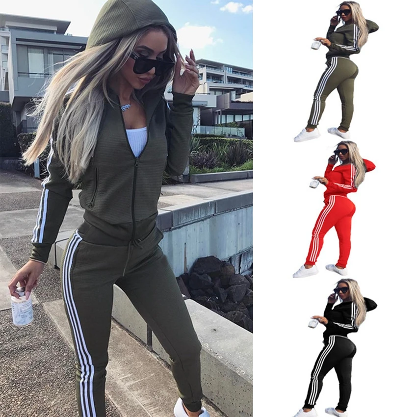 2 Piece Set Suit Women Casual Tracksuit Pullover Trousers Green Sports Top+Pants Suit Clothes Full Breathable Fall lover Clothes plus size suits for women Suits & Blazers