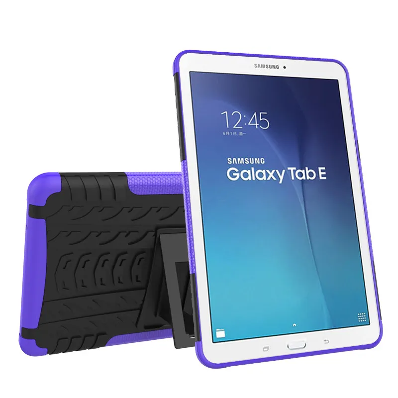 Для Galaxy Tab Amor сверхпрочный силиконовый Жесткий ПК противоударный чехол-подставка для планшета samsung Galaxy Tab E 9,6 T560 T561 9,6" - Цвет: purple