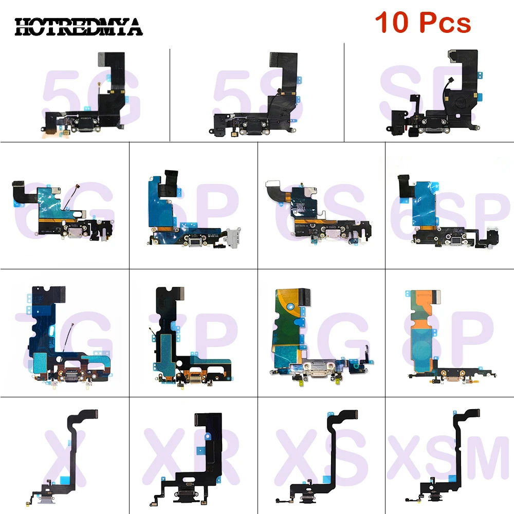 

Charging Port Flex Cable for iPhone 6 6S 7 8 Plus XR USB Dock Connector Charger Ports for iPhone X 5 5S 5C Replacement Parts