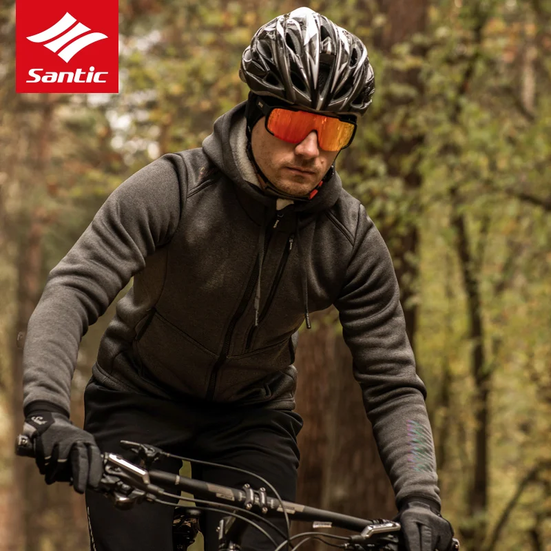 

Santic Men Cycling Jackets Winter Keep Warm Windproof Bike Clothing Thermal Polar Fleece