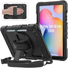 

For Samsung Galaxy Tab S6 Lite Case 10.4 SM-P615 SM-P610 Heavy Duty Rugged Cover Pencil Holder Hand Shoulder Strap Tablet Case