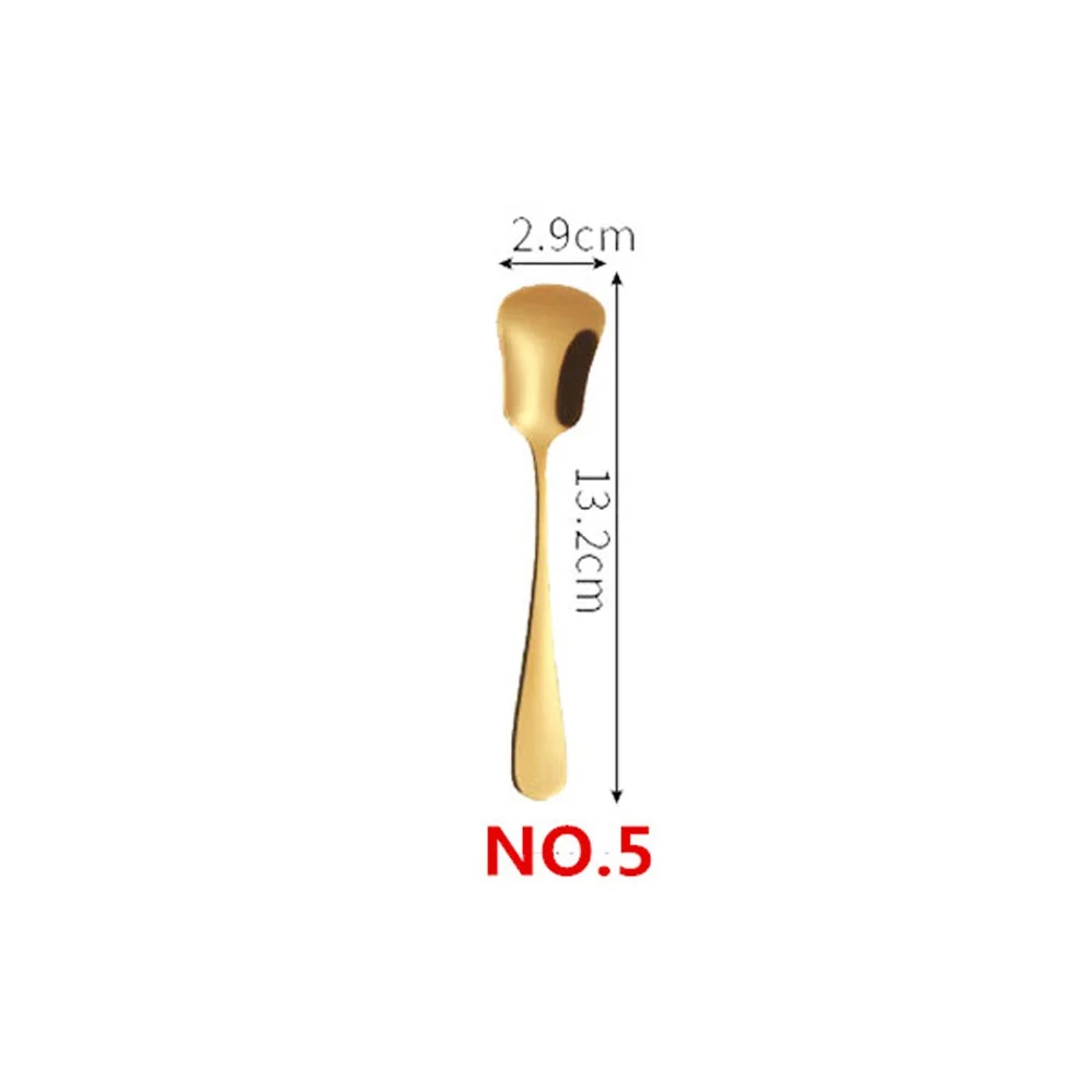 NO5 Ice Cream Spoon Ложка с длинной ручкой и вилками из нержавеющей стали радужного цвета половник для супа мороженое чай кофейная ложка столовые приборы для дома посуда столовые приборы - Цвет: NO5 Ice Cream Spoon