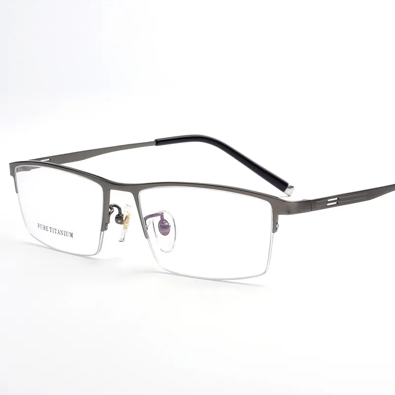 Титан оправа для очков Для мужчин с плоскими стеклами и половинной рамкой
