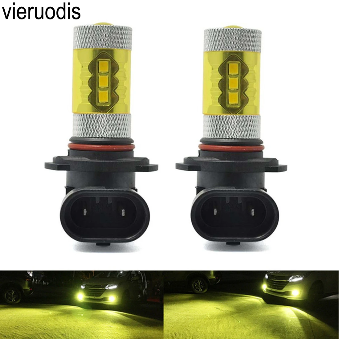 

Vieruodis 2pcs10 9005 9006 80w Golden Light 2323 16LED Front Fog Lamp Car Led Fog Lamp Yellow