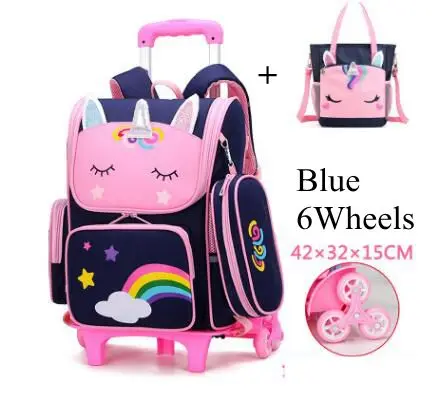 School Trolley Bag for Girls Kids with lunch bag Rolling Backpack children backpack,children bag