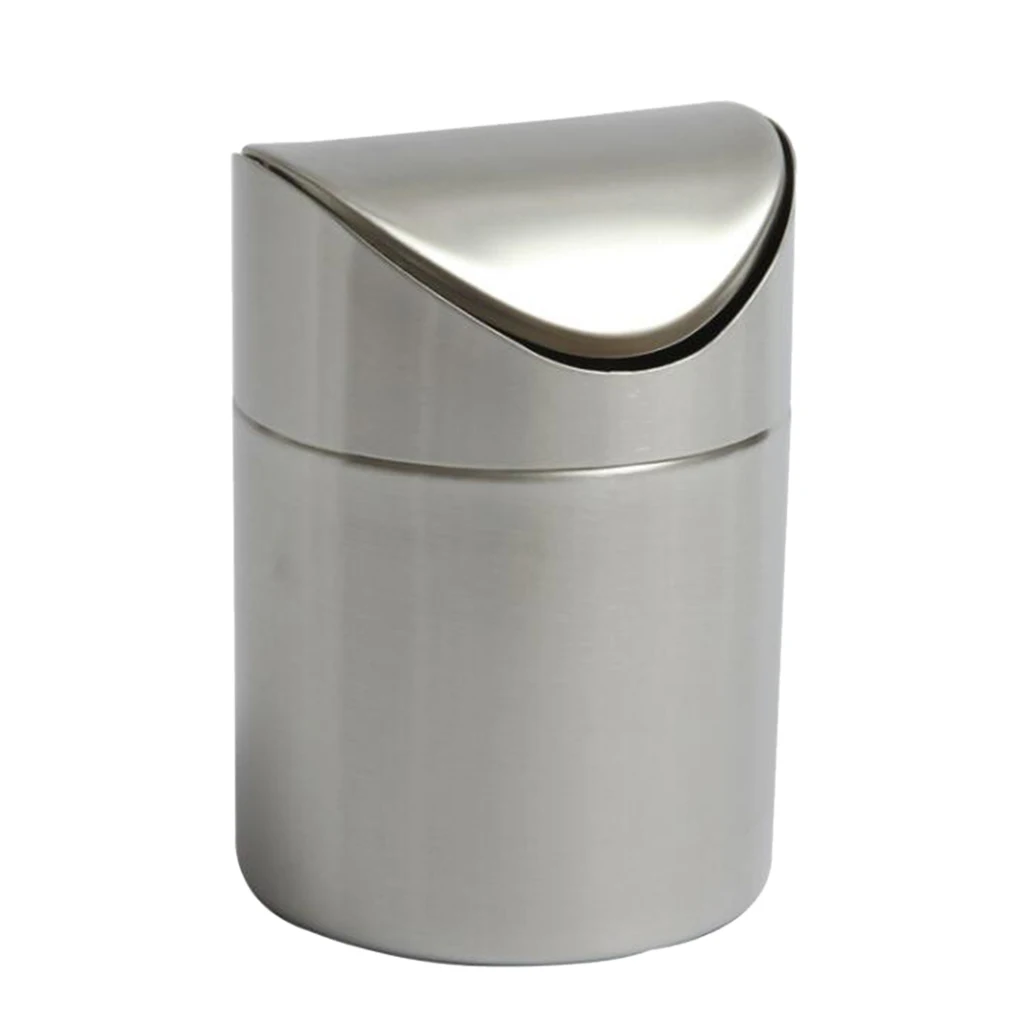 Silver/Red/Green/Pink/Blue 16.5 cm Height Stainless Steel Trash Bin Garbage Can Wastebasket with Cover Creative Tool